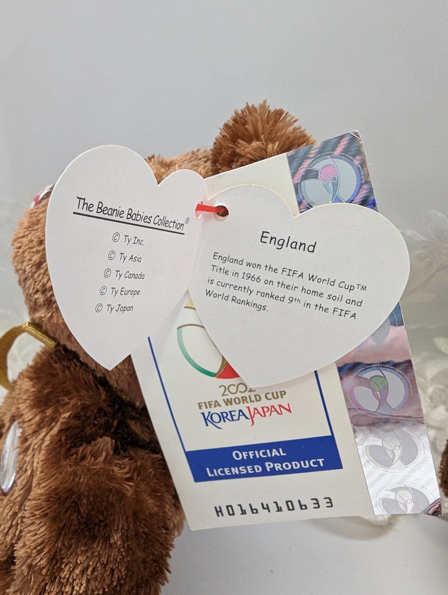 Ty Beanie Baby - Champion The England FIFA Bear (8.5in) - Vintage Beanies Canada