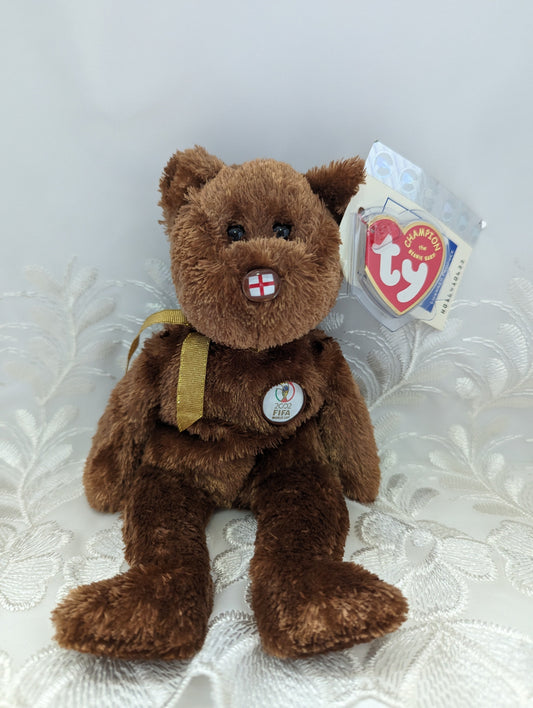 Ty Beanie Baby - Champion The England FIFA Bear (8.5in) - Vintage Beanies Canada