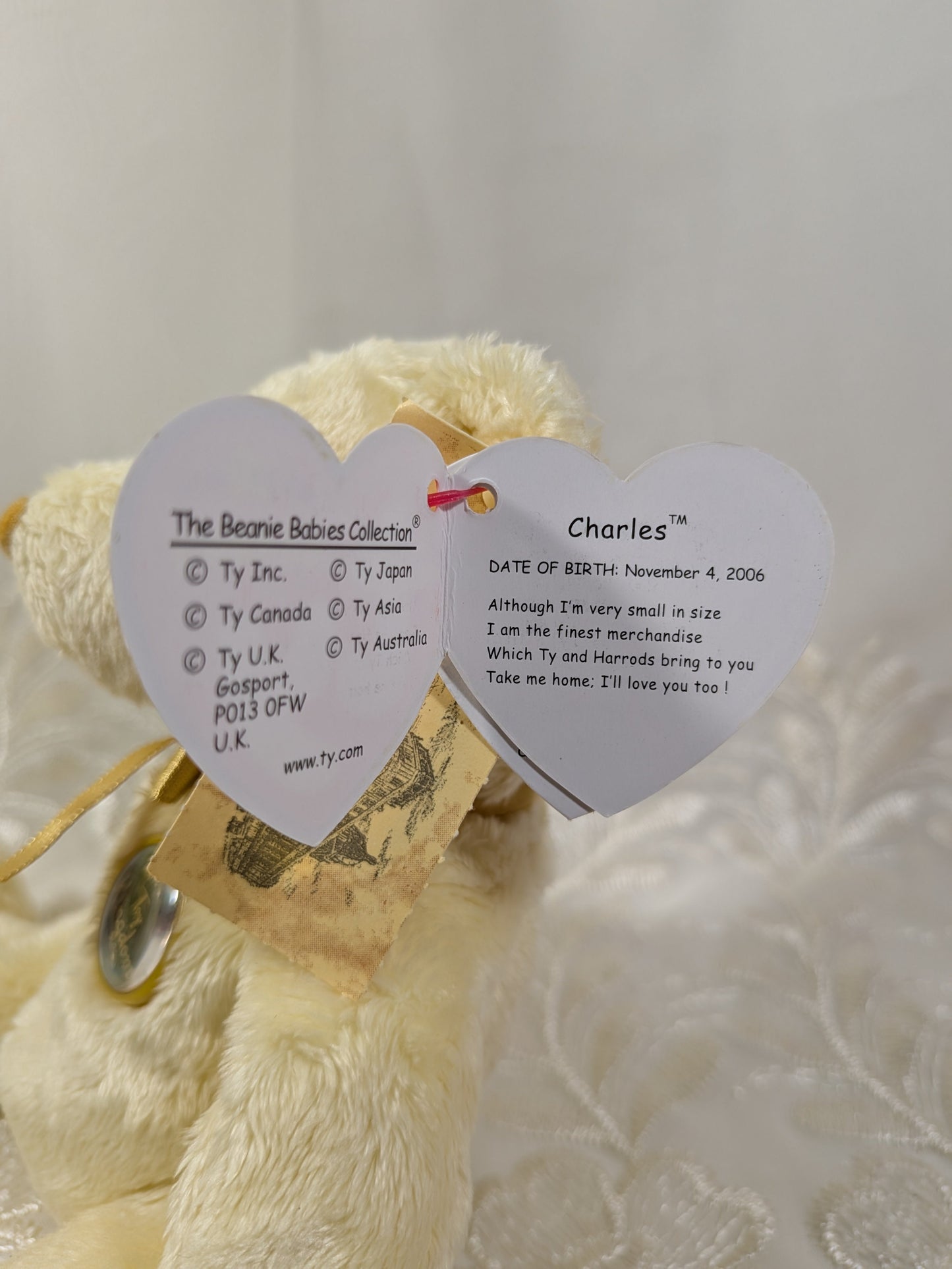 Ty Beanie Baby - Charles the bear (7in) Harrods Uk Exclusive *Rare* - Vintage Beanies Canada
