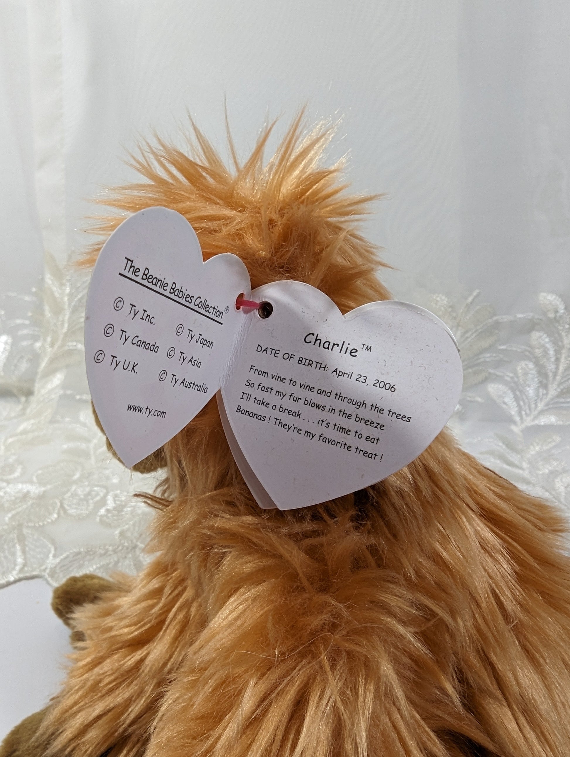 Ty Beanie Baby - Charlie The Monkey (8in) Near Mint Tag - Vintage Beanies Canada