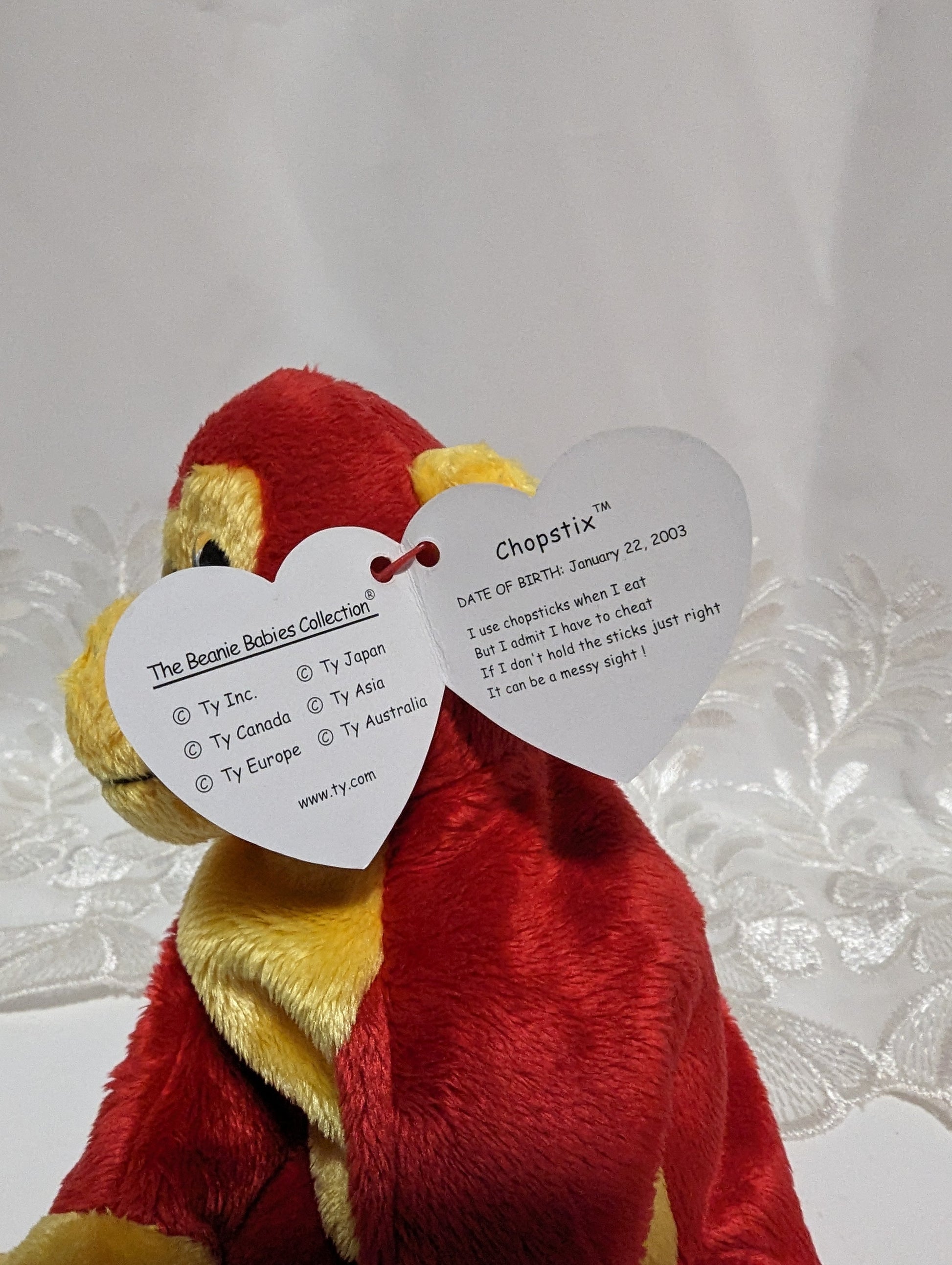 Ty Beanie Baby - Chopstix The Monkey (7in) - Vintage Beanies Canada