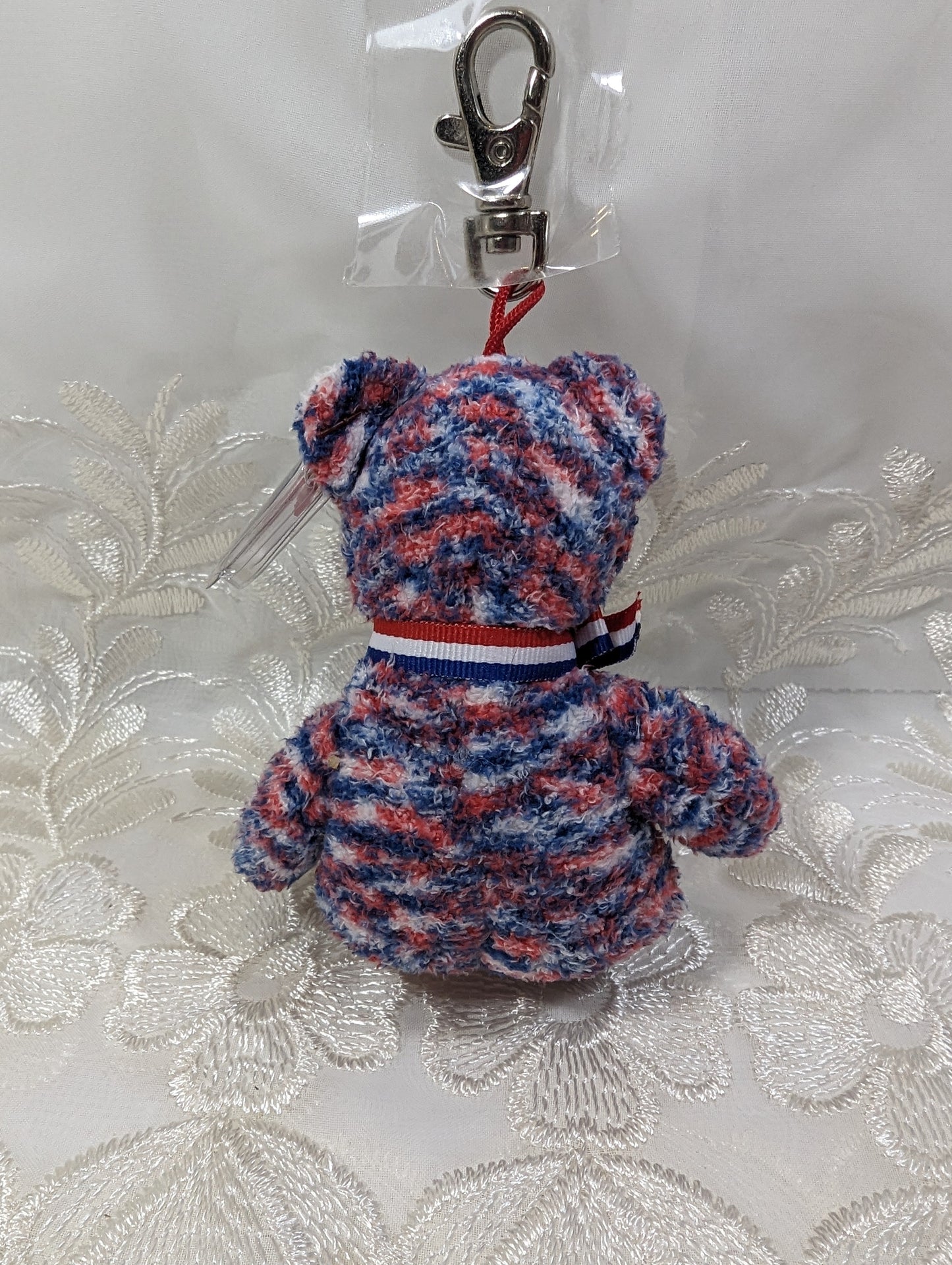 Ty Beanie Baby Clip - USA the Bear (5in) Metal Keychain Clip - Vintage Beanies Canada