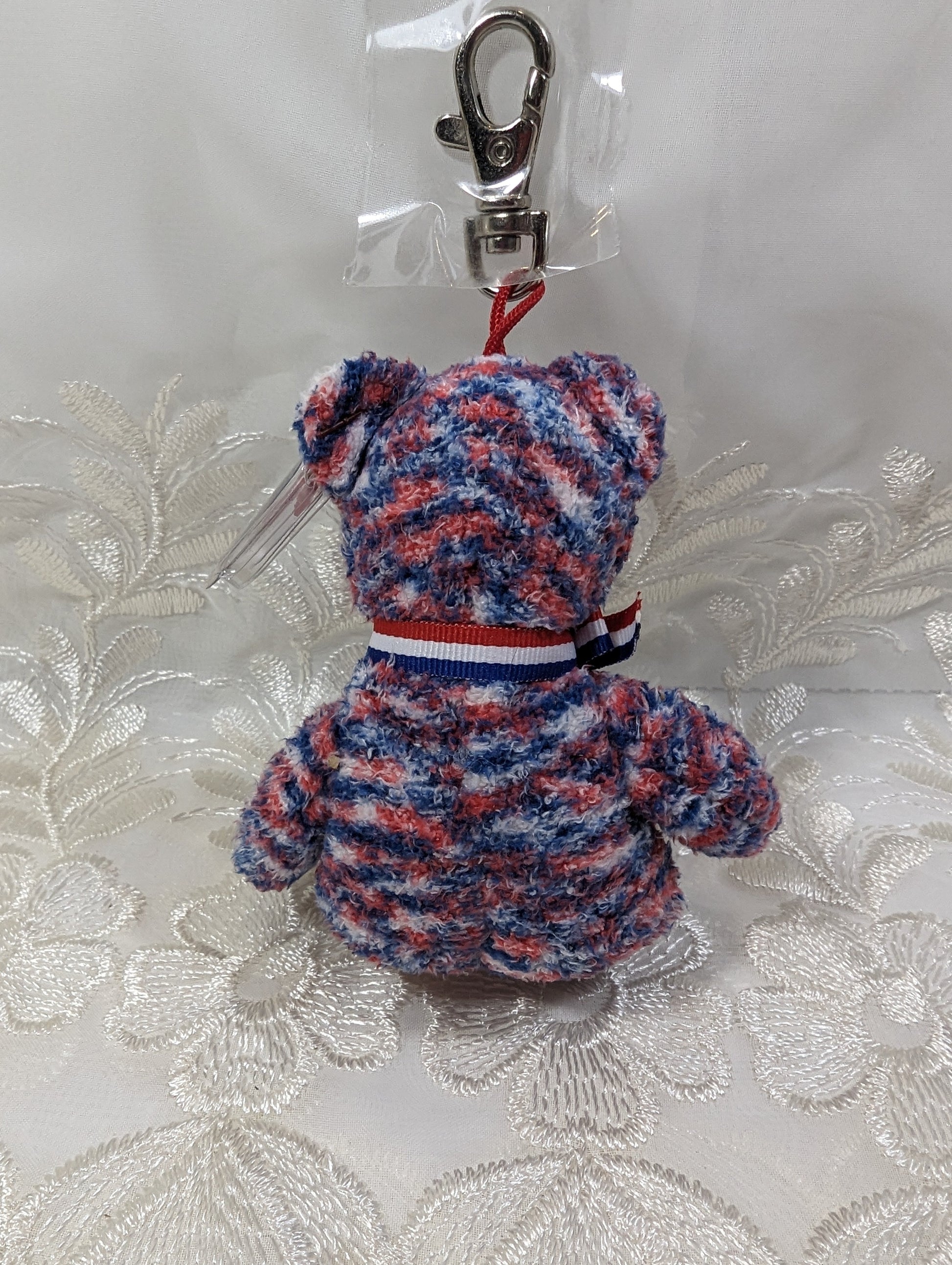 Ty Beanie Baby Clip - USA the Bear (5in) Metal Keychain Clip - Vintage Beanies Canada