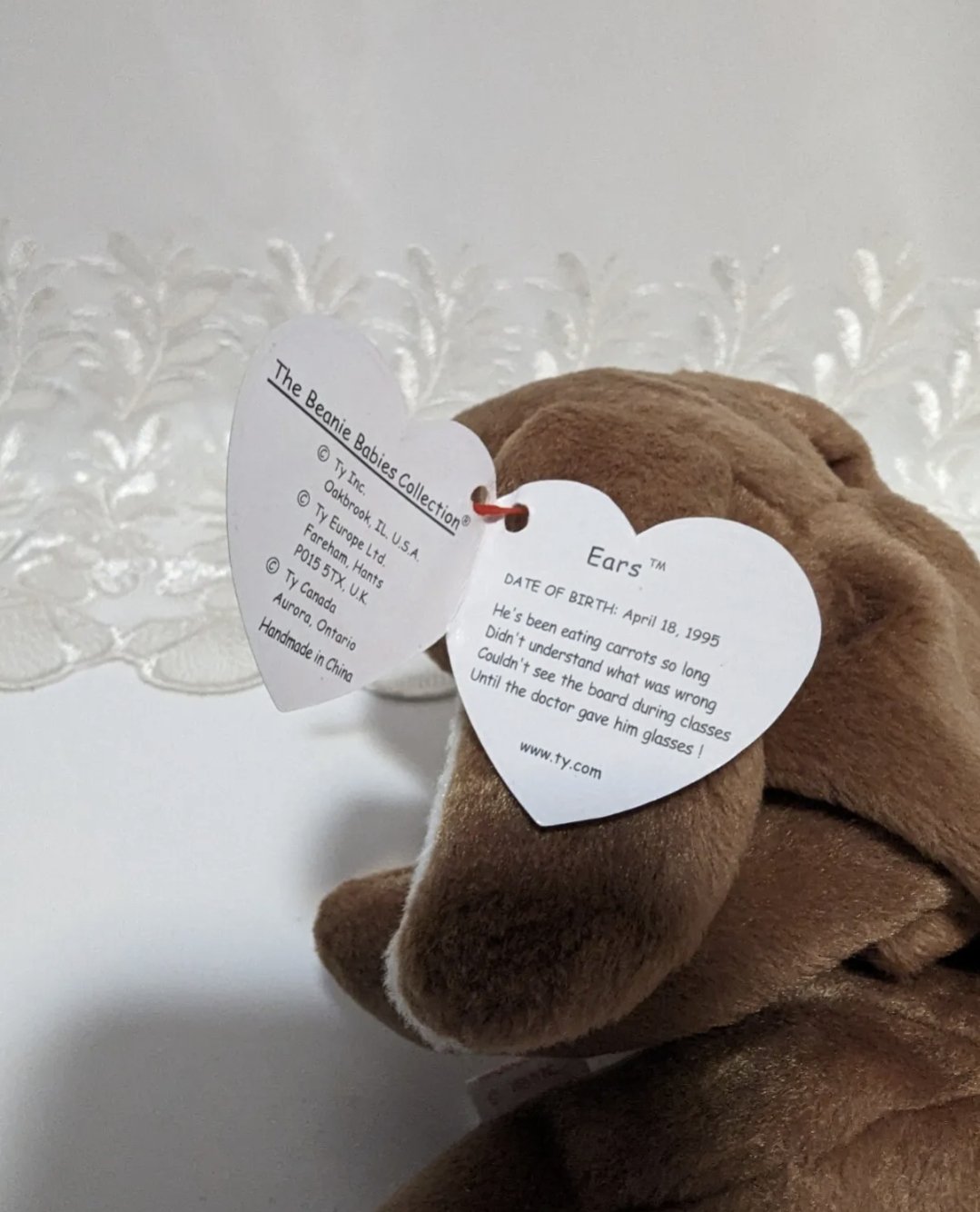 Ty Beanie Baby - Ears The Brown Bunny Rabbit (8in) - Vintage Beanies Canada