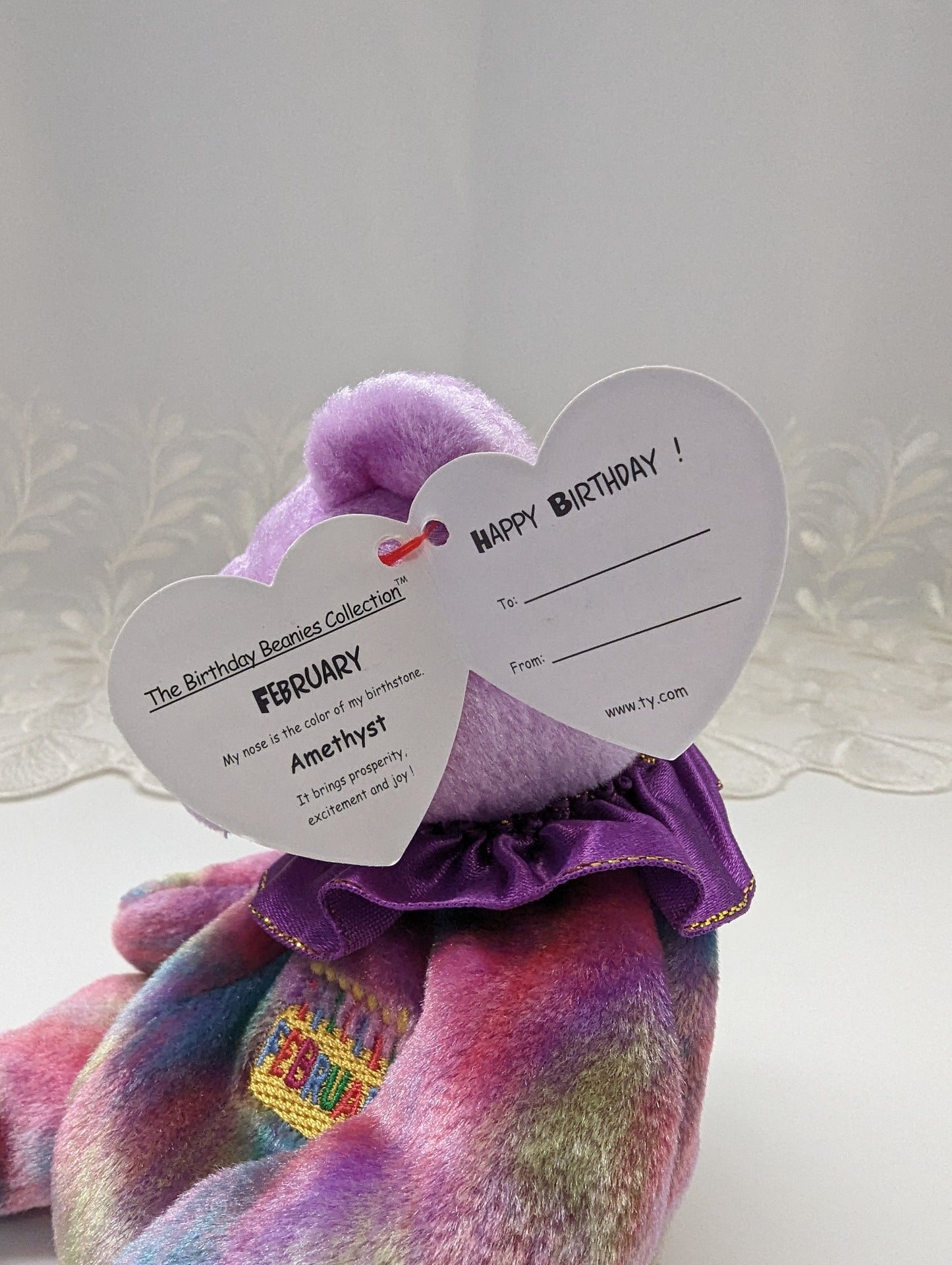 Ty Beanie Baby - February The Birthday Clown Bear (6in) - Vintage Beanies Canada