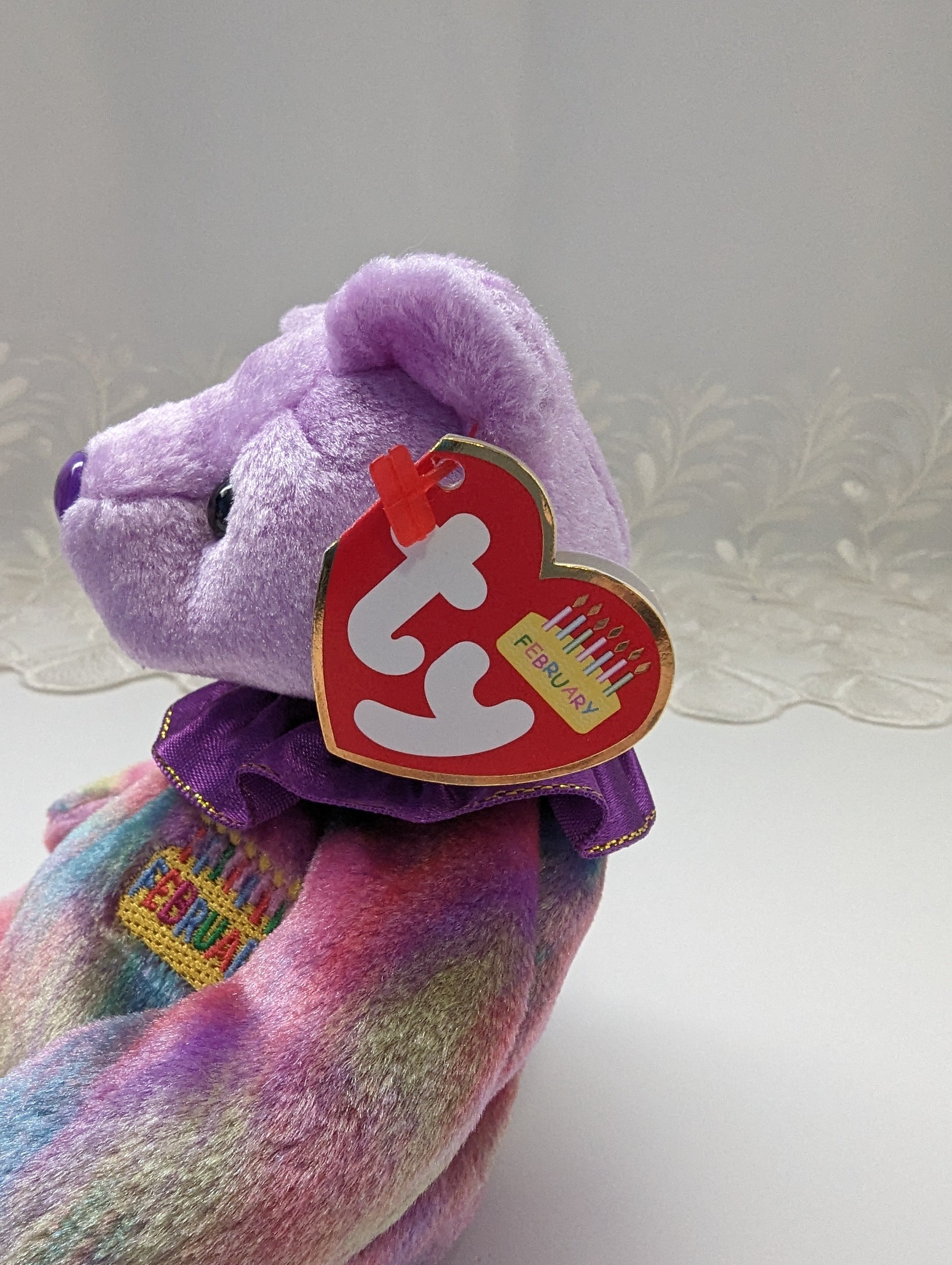 Ty Beanie Baby - February The Birthday Clown Bear (6in) - Vintage Beanies Canada