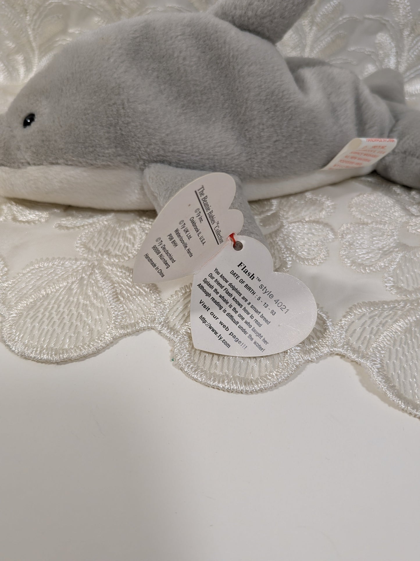 Ty Beanie Baby - Flash The Dolphin (7in) Non - mint Hang Tag - Vintage Beanies Canada