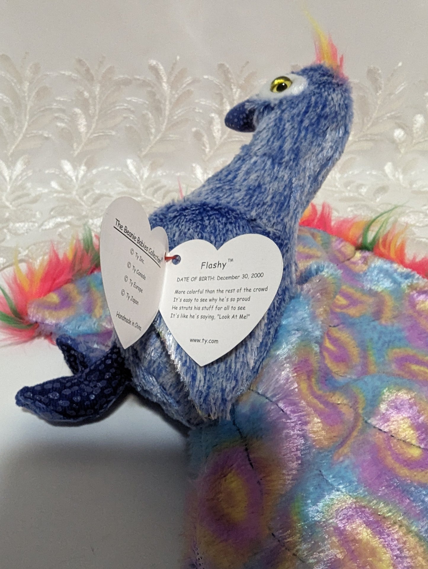 TY Beanie Baby - Flashy the Peacock (5.5 inch) - Vintage Beanies Canada