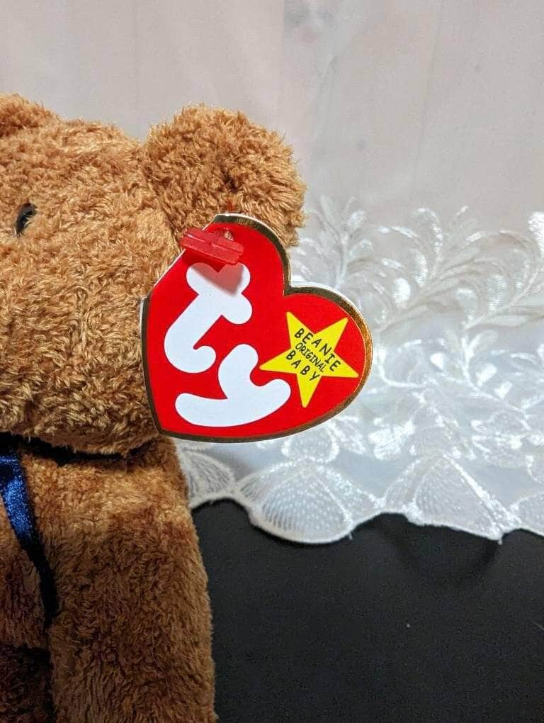 Ty Beanie Baby - Fuzz The Bear With Blue Ribbon (8.5in) - Vintage Beanies Canada