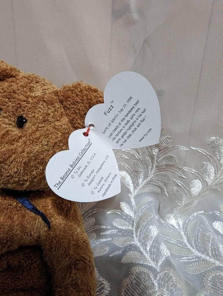 Ty Beanie Baby - Fuzz The Bear With Blue Ribbon (8.5in) - Vintage Beanies Canada