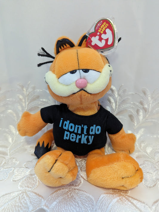 Ty Beanie Baby - Garfield With "I Don't Do Perky" Shirt On (8in) - Vintage Beanies Canada
