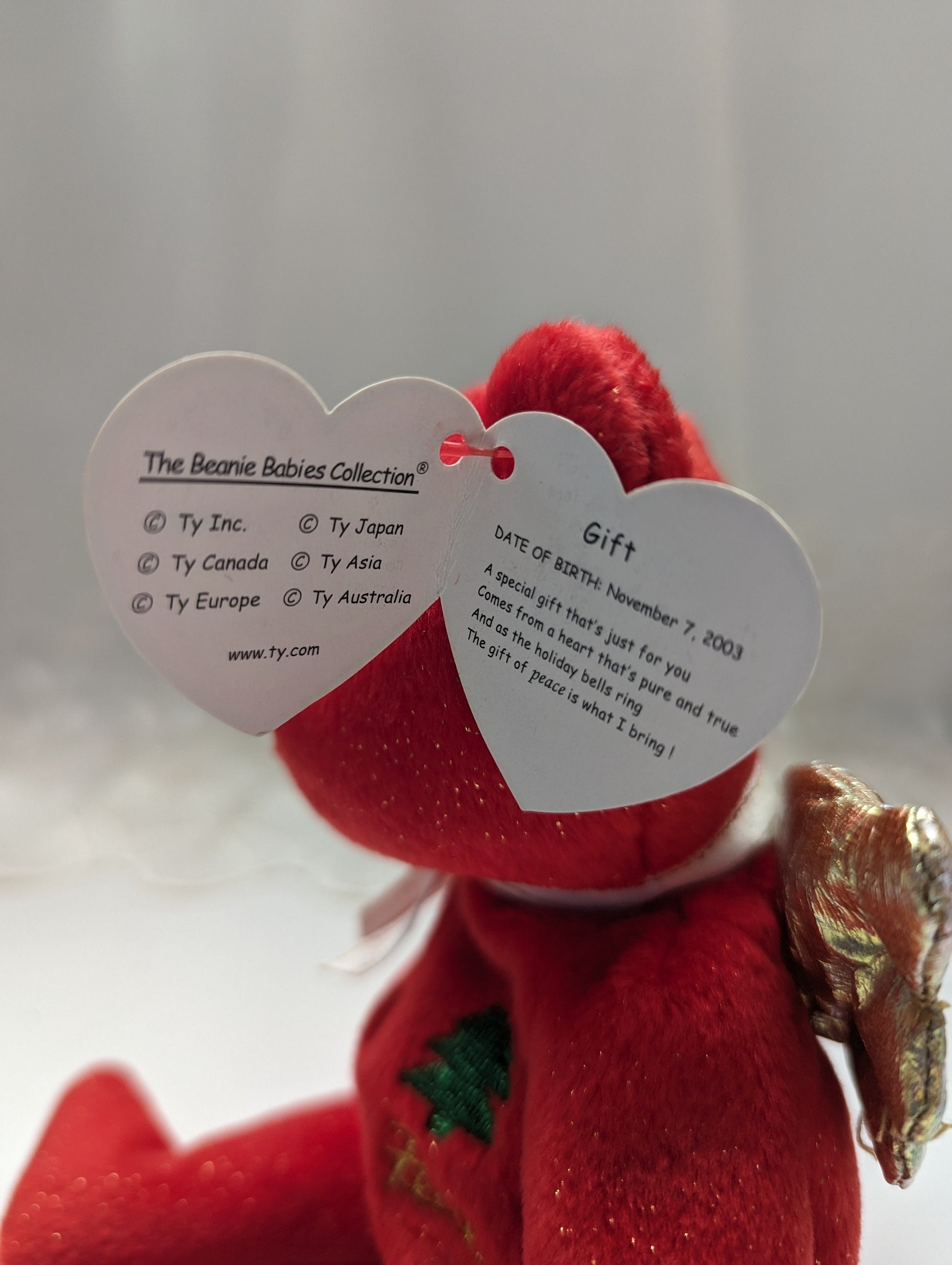 Ty Beanie Baby - Gift The Red Angel Bear (8.5in) Peace Version - Vintage Beanies Canada