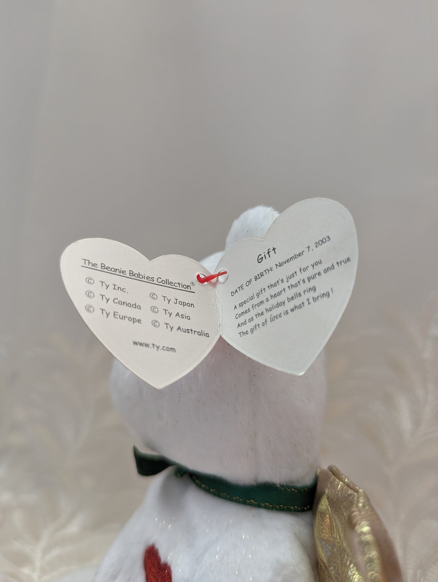 Ty Beanie Baby - Gift The White Angel Bear (8.5in) Love Version - Vintage Beanies Canada