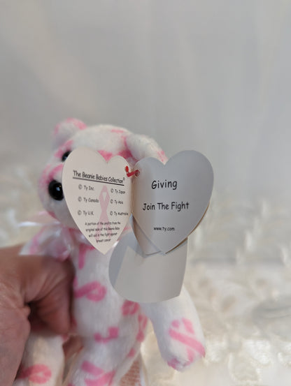 Ty Beanie Baby - Giving the Cancer Awareness Bear (4 in) Mental Keychain Clip - Vintage Beanies Canada