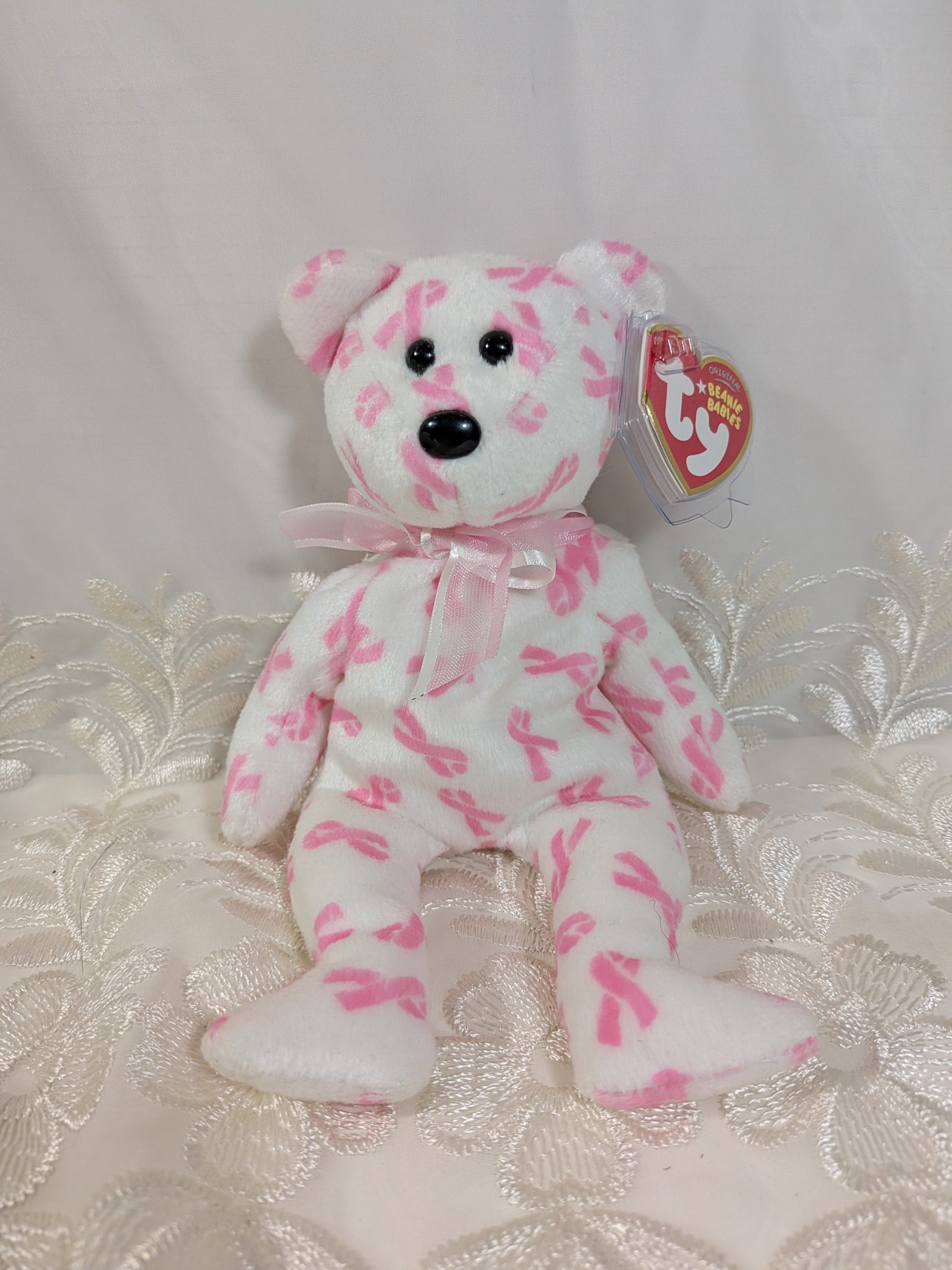 Ty Beanie Baby - Giving the Cancer Awareness Bear (8.5in) - Vintage Beanies Canada