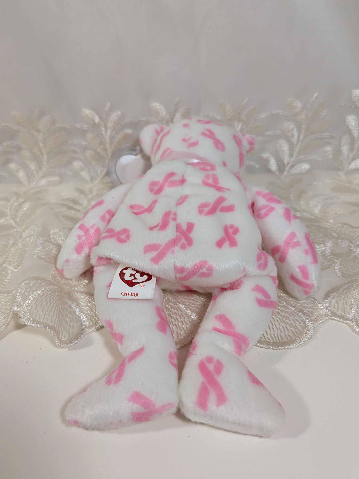 Ty Beanie Baby - Giving the Cancer Awareness Bear (8.5in) - Vintage Beanies Canada