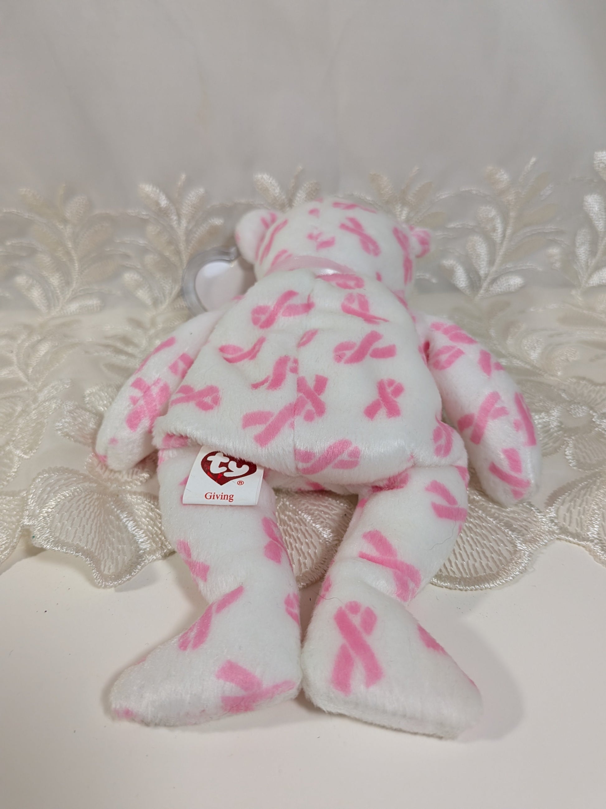 Ty Beanie Baby - Giving the Cancer Awareness Bear (8.5in) - Vintage Beanies Canada