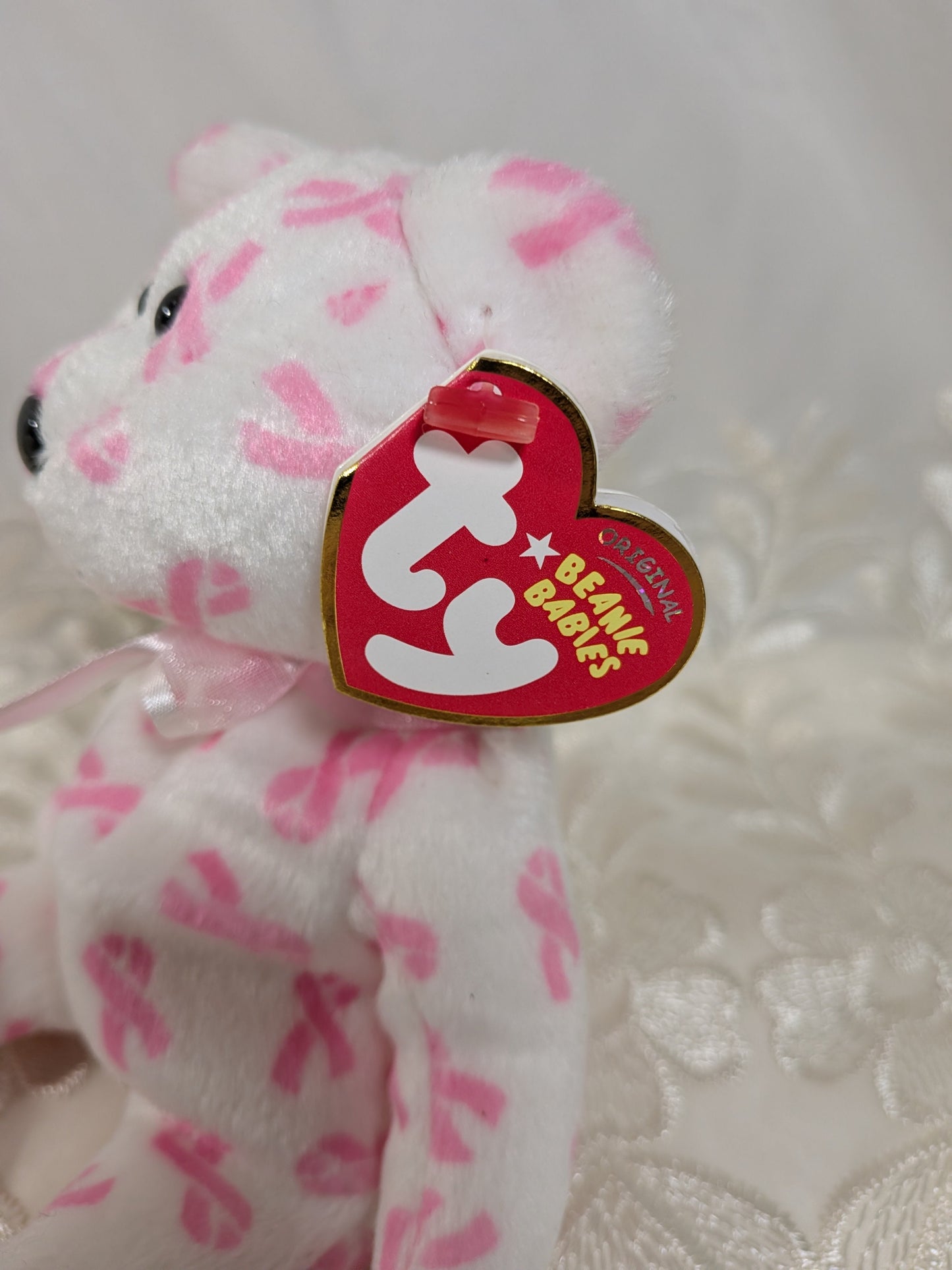 Ty Beanie Baby - Giving the Cancer Awareness Bear (8.5in) - Vintage Beanies Canada