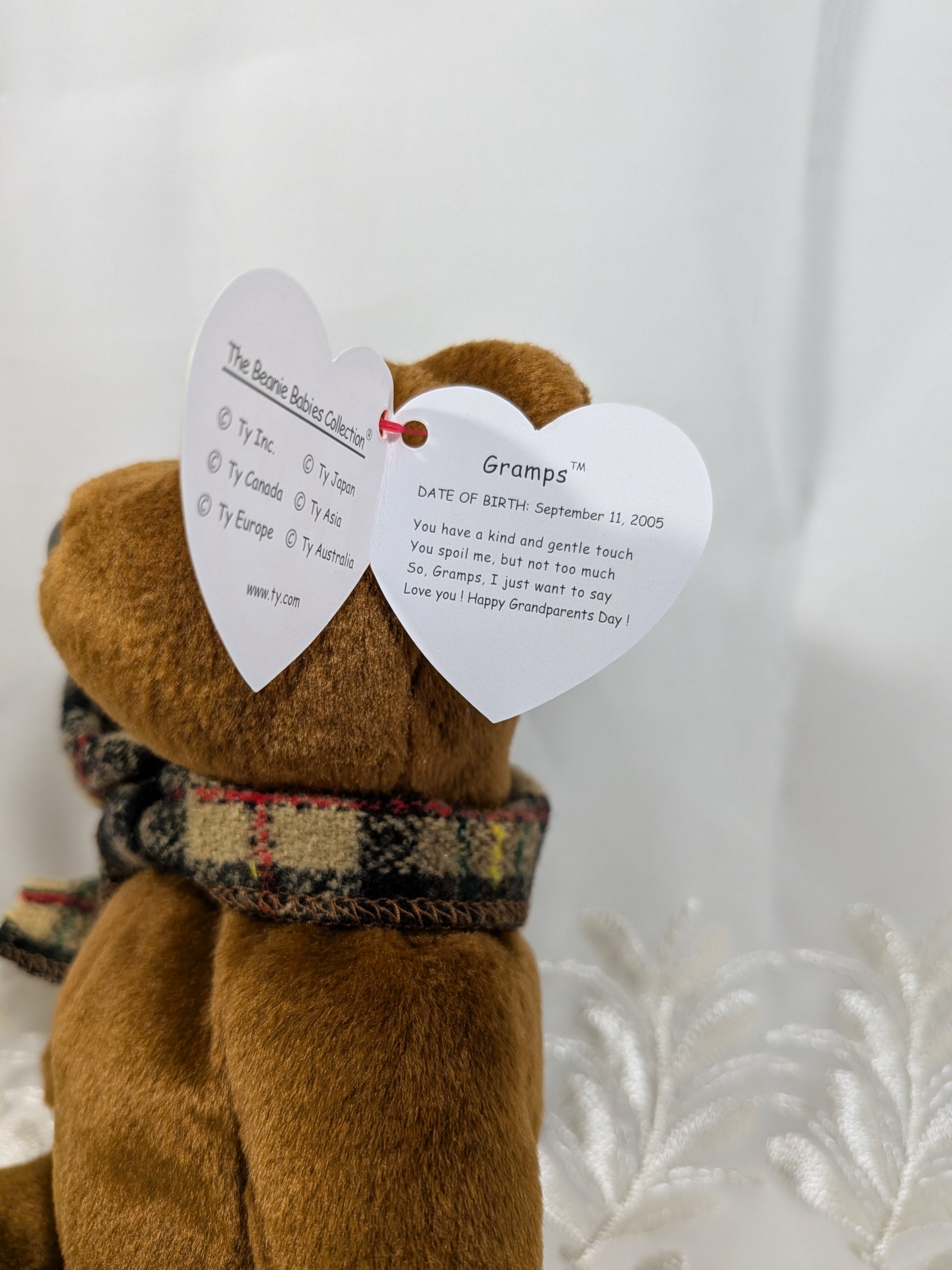 Ty Beanie Baby - Gramps the brown Grandpa Teddy Bear (8.5 in) - Vintage Beanies Canada