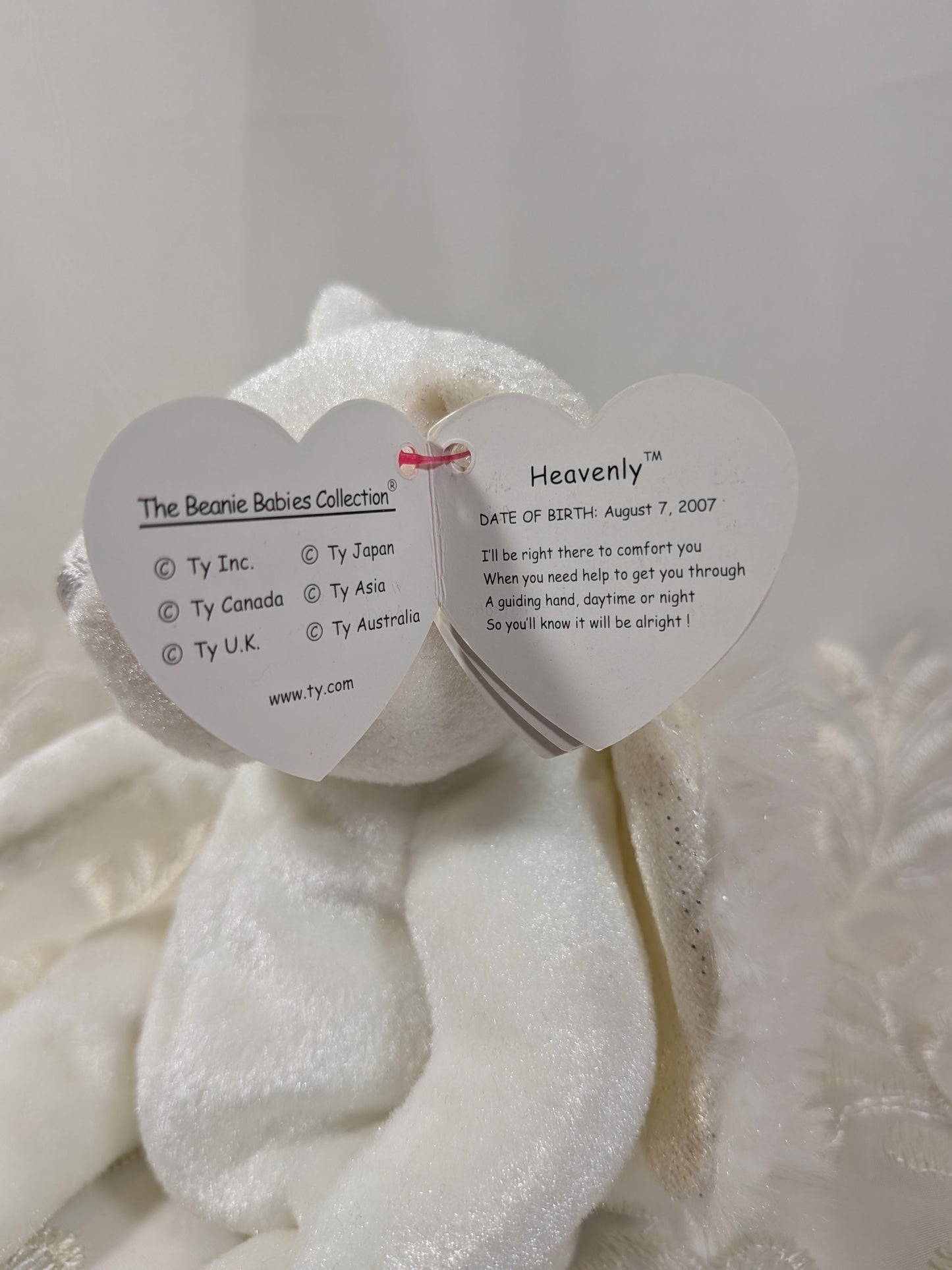 Ty Beanie Baby - Heavenly The Angel Bear (7in) - Vintage Beanies Canada