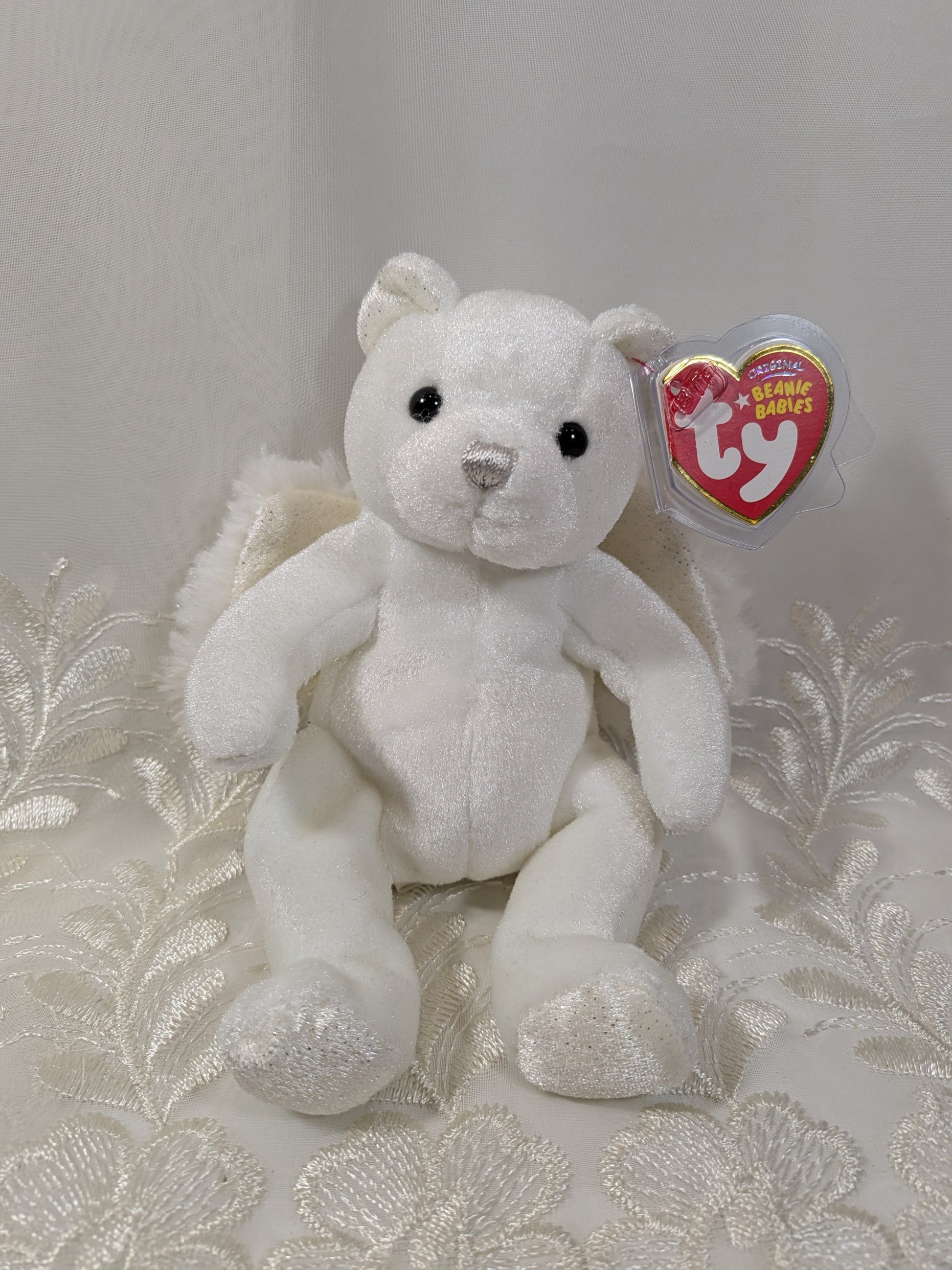 Ty Beanie Baby - Heavenly The Angel Bear (7in) - Vintage Beanies Canada