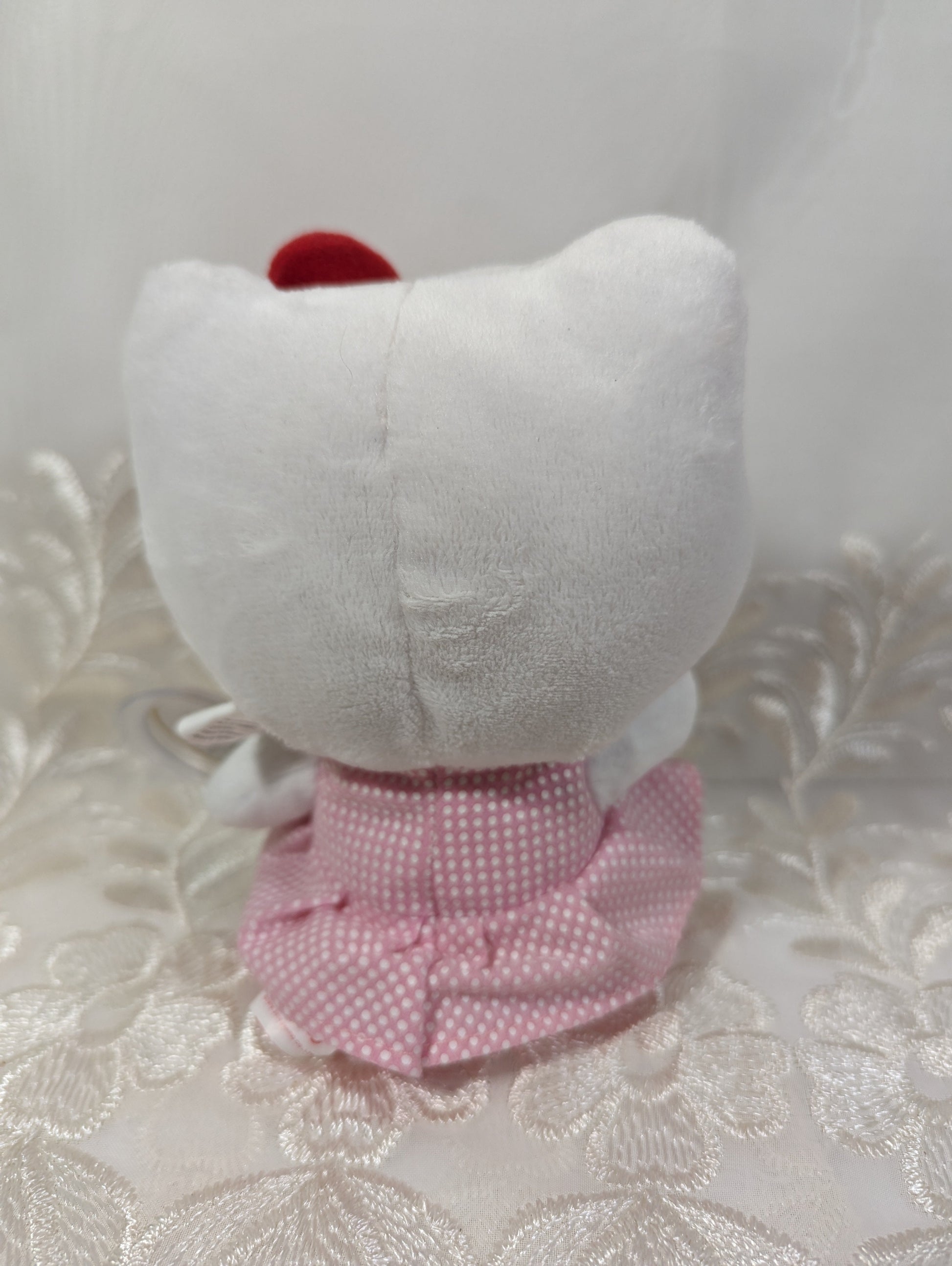 Ty Beanie Baby - Hello Kitty In Pink Dress Holding Teddy Bear (6in) Slightly Faded Tag - Vintage Beanies Canada