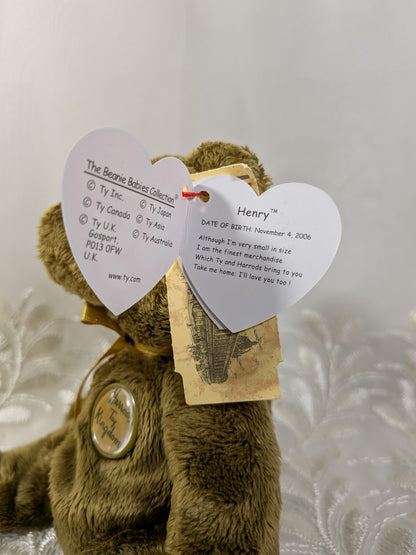 Ty Beanie Baby - Henry the bear (7in) Harrods Uk Exclusive *Rare* - Vintage Beanies Canada
