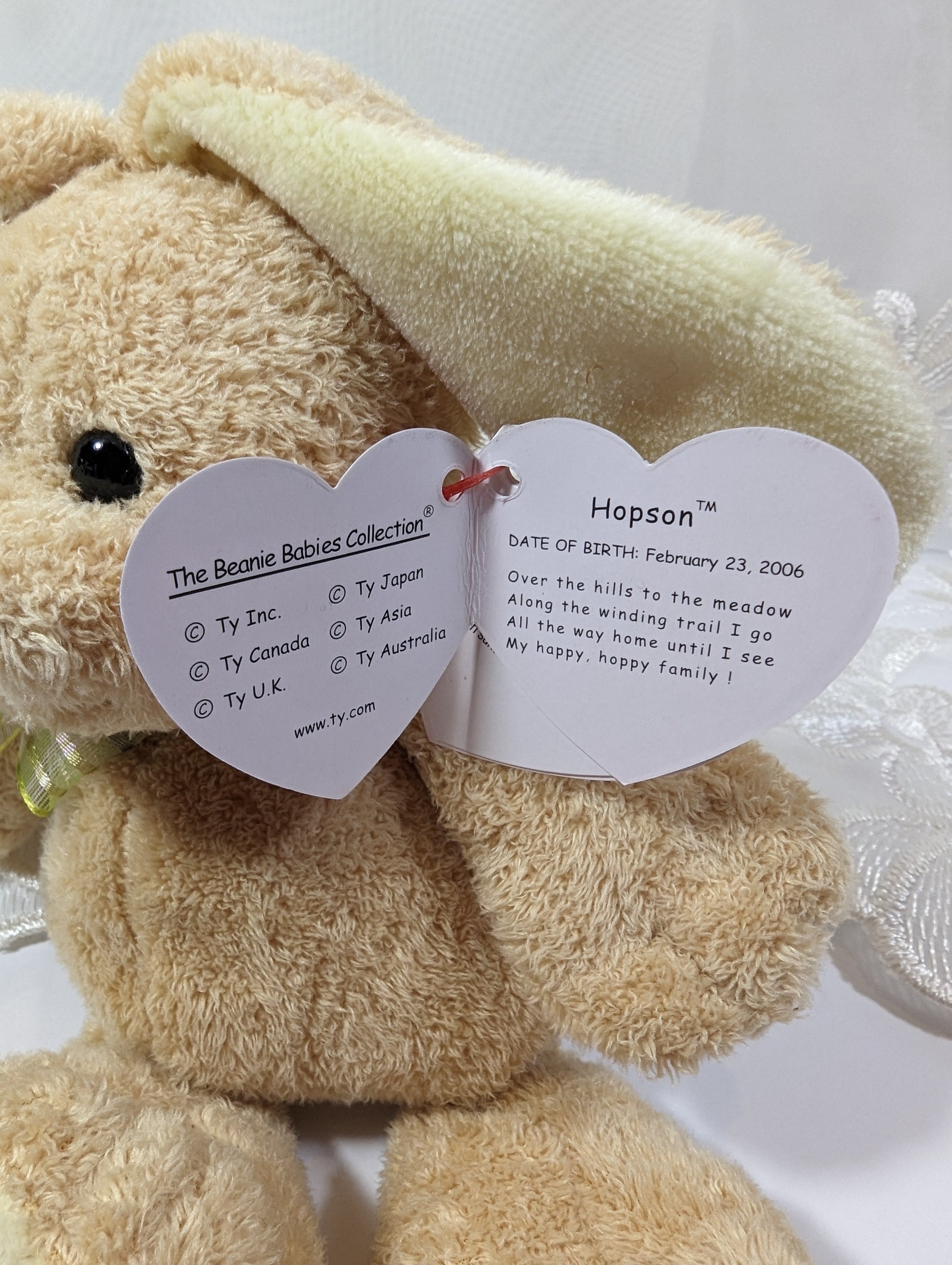 Ty Beanie Baby - Hopson the Bunny Rabbit (7in) - Vintage Beanies Canada