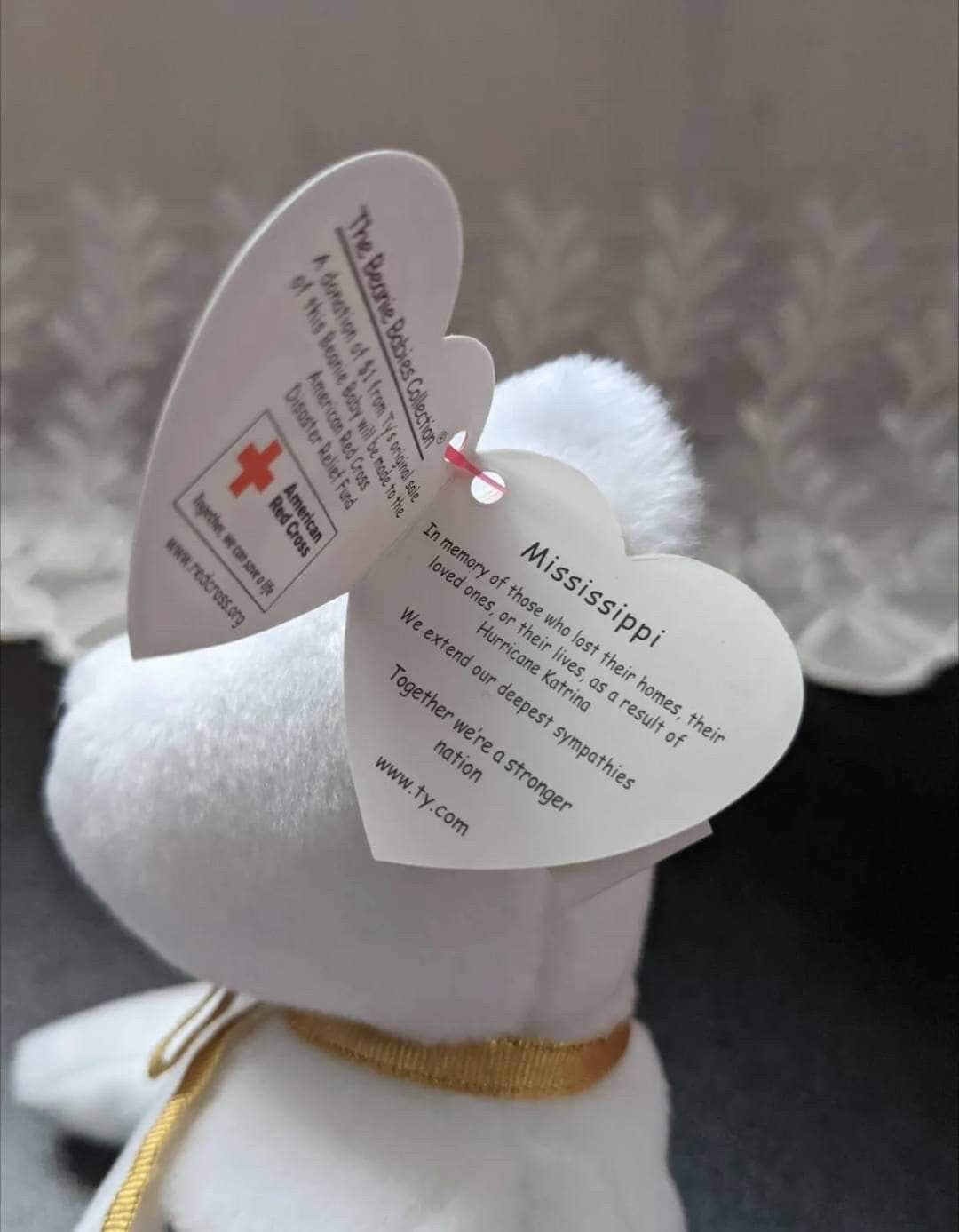 Ty Beanie Baby - I Love Mississippi The White Bear (8.5in) - Vintage Beanies Canada