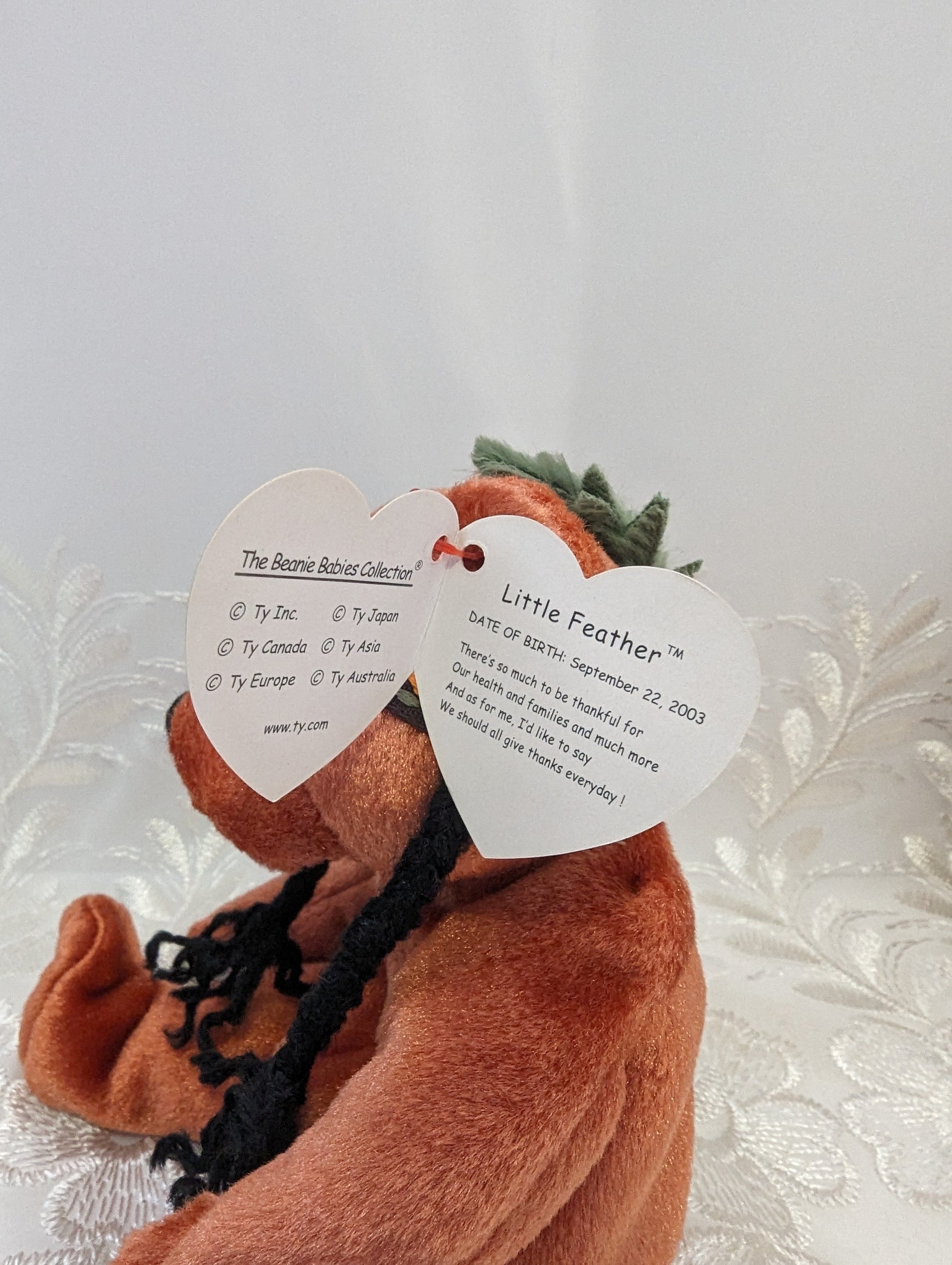 Ty Beanie Baby - Little Feather The Bear With Headdress (6in) - Vintage Beanies Canada
