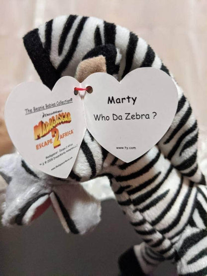 Ty Beanie Baby - Marty The Zebra From Madagascar 2 The Movie (7in) - Vintage Beanies Canada