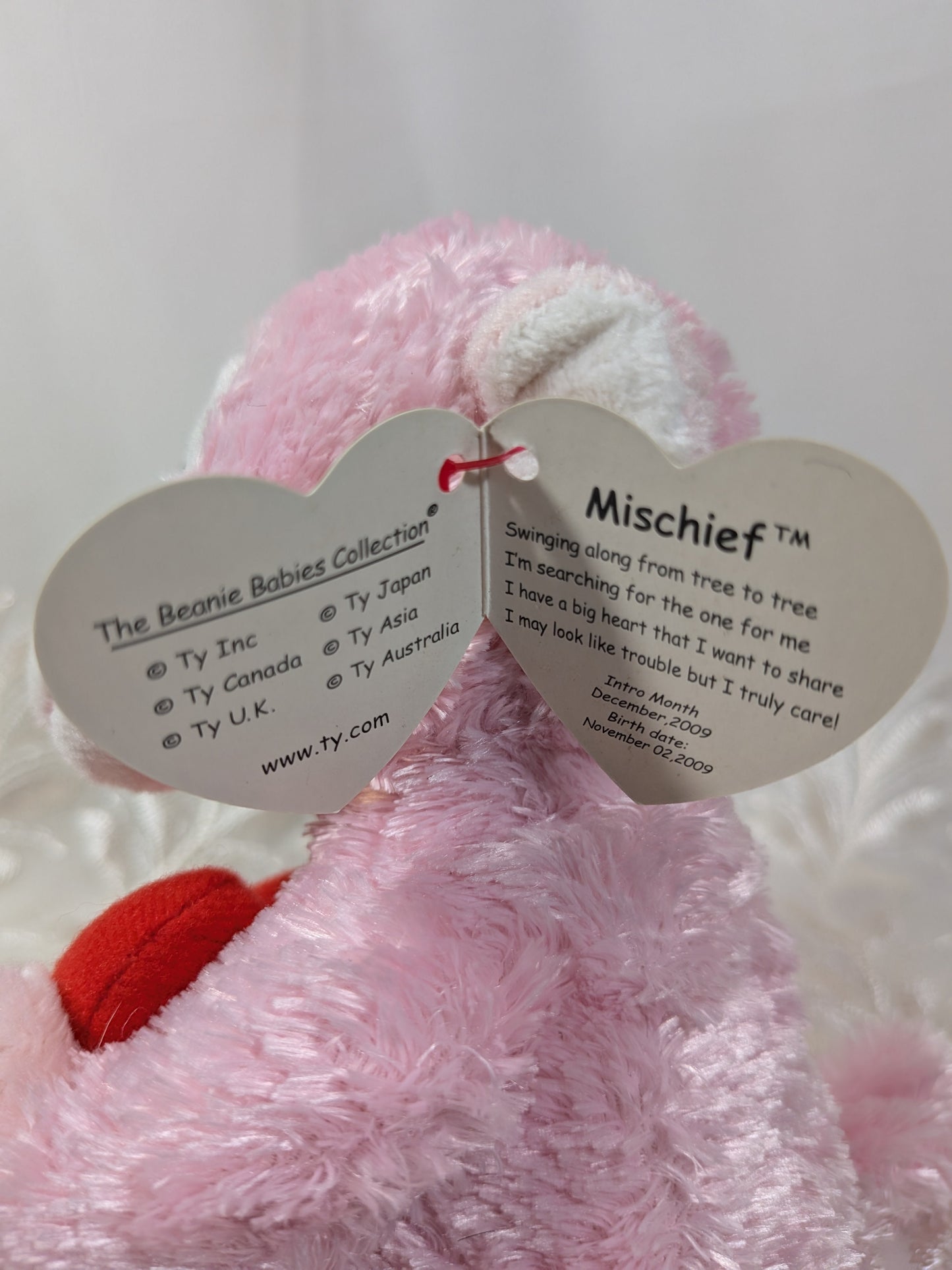 Ty Beanie Baby - Mischief The Pink Monkey (6in) - Vintage Beanies Canada
