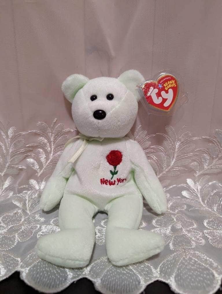 Ty Beanie Baby - New York Rose The Bear (8.5in) Non-mint Hang Tag - Vintage Beanies Canada