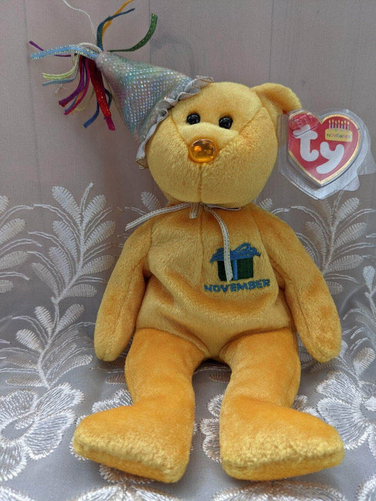 Ty Beanie Baby - November Birthday Bear With Hat (9in) - Vintage Beanies Canada