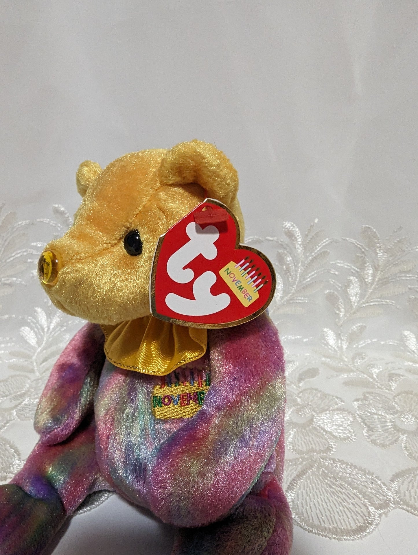 Ty Beanie Baby - November Birthday Clown Bear (6in) - Vintage Beanies Canada