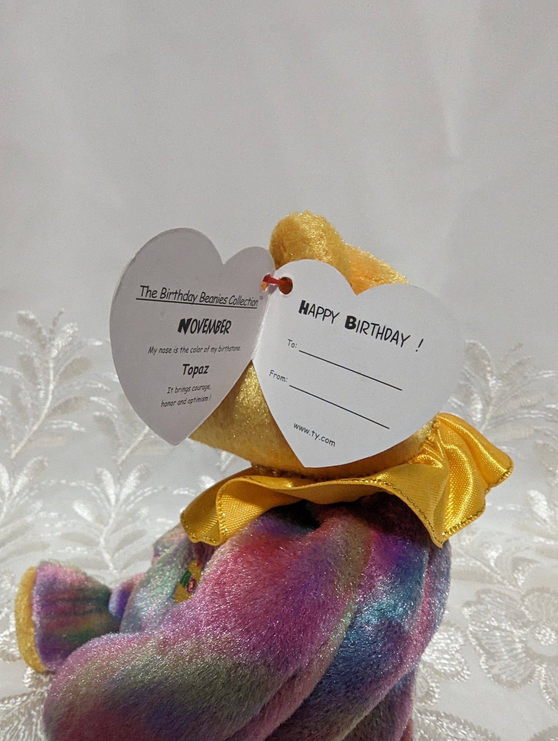Ty Beanie Baby - November Birthday Clown Bear (6in) - Vintage Beanies Canada
