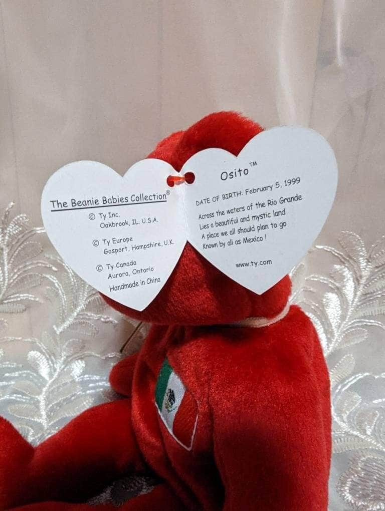 Ty Beanie Baby - Osito the Red Mexico Bear with Mexican flag (8.5in) - Vintage Beanies Canada