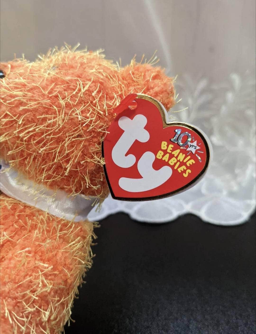 Ty Beanie Baby - Pappa The Orange Fuzzy Bear With Tie - Father's Day Gift Ideas (8.5in) - Vintage Beanies Canada