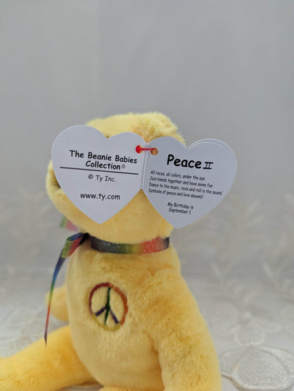 Ty Beanie Baby - Peace II The Yellow Bear - 30th Anniversary (8in) - Vintage Beanies Canada