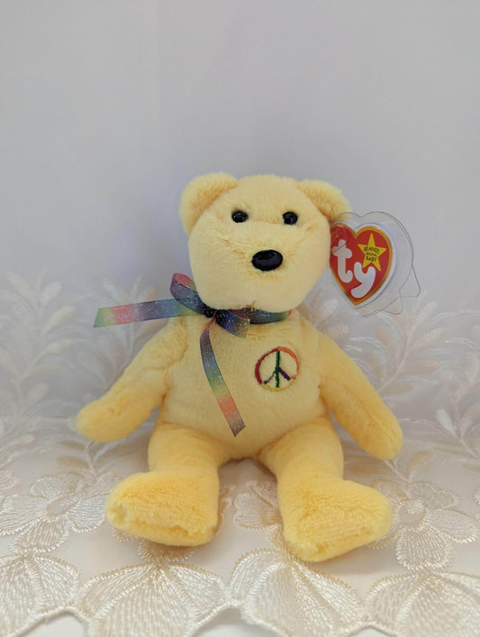Ty Beanie Baby - Peace II The Yellow Bear - 30th Anniversary (8in) - Vintage Beanies Canada