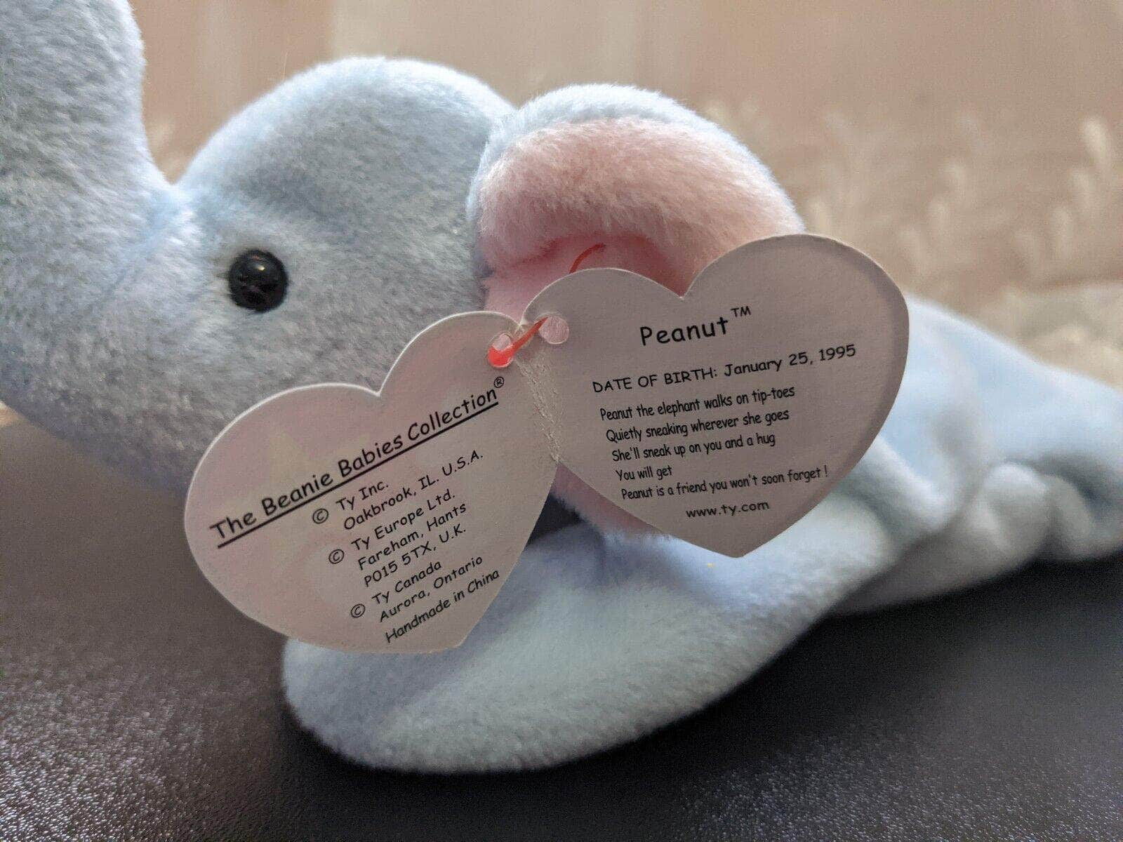 Ty Beanie Baby - Peanut the elephant (8in) - Vintage Beanies Canada