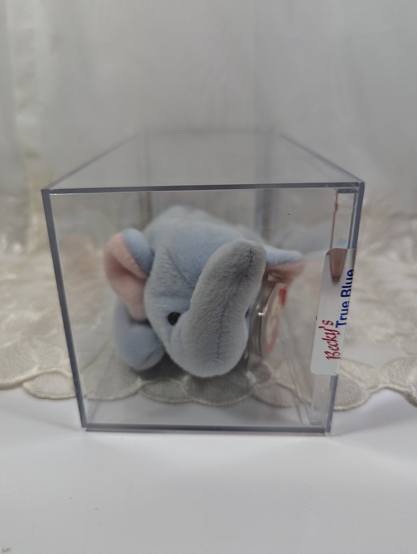 Ty Beanie Baby - Peanut The Light Blue Elephant (8in) *Rare* Near Mint Tag, Authenticated, 3rd Gen - Vintage Beanies Canada