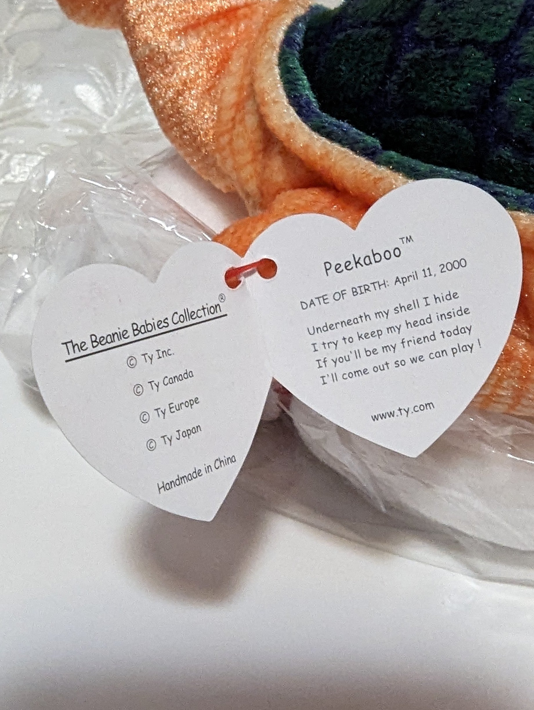 Ty Beanie Baby - Peekaboo The Orange Turtle (6.5in) - Vintage Beanies Canada