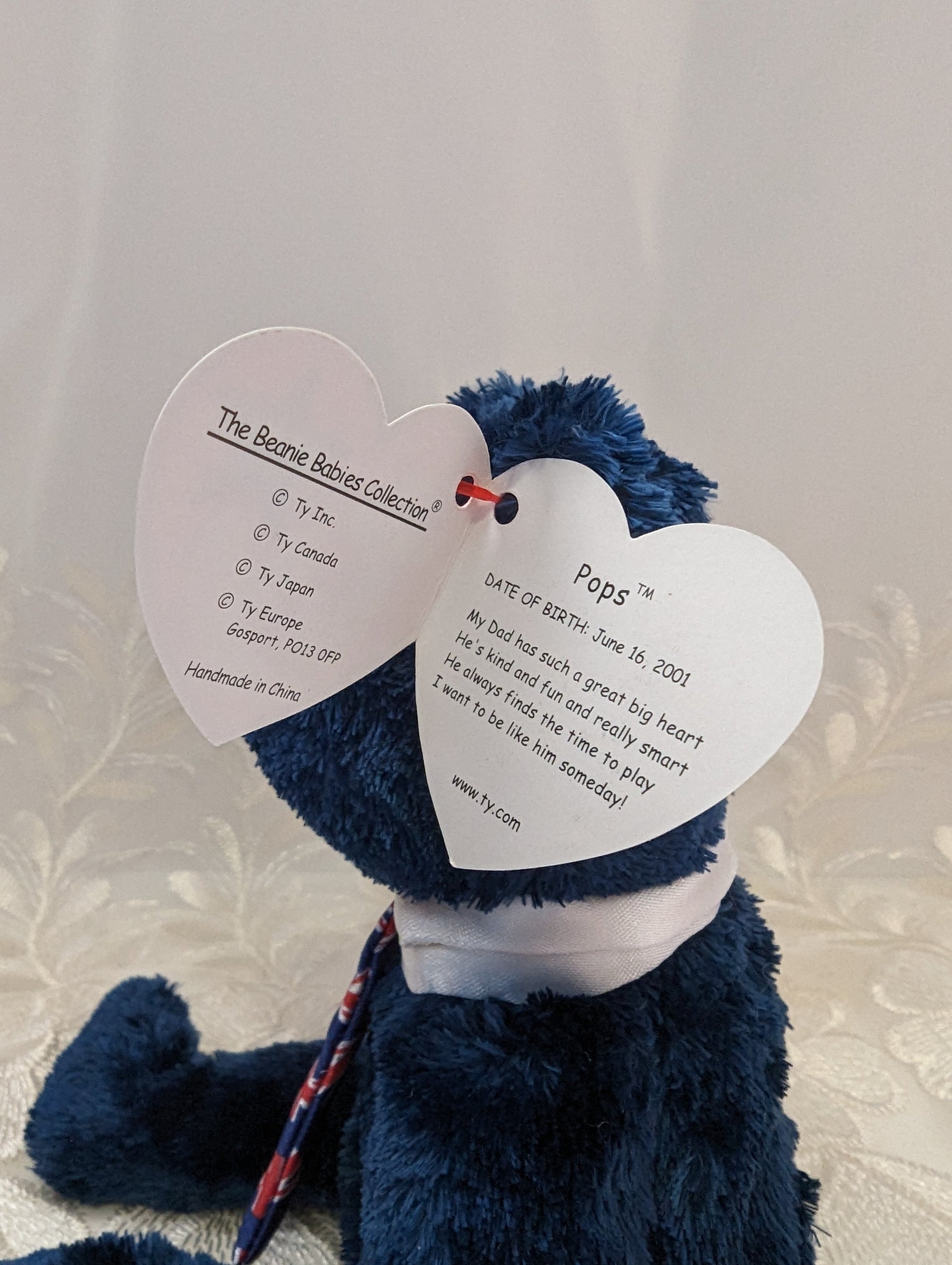 Ty Beanie Baby - Pops The Father's Day Bear (8.5in) UK version - Vintage Beanies Canada