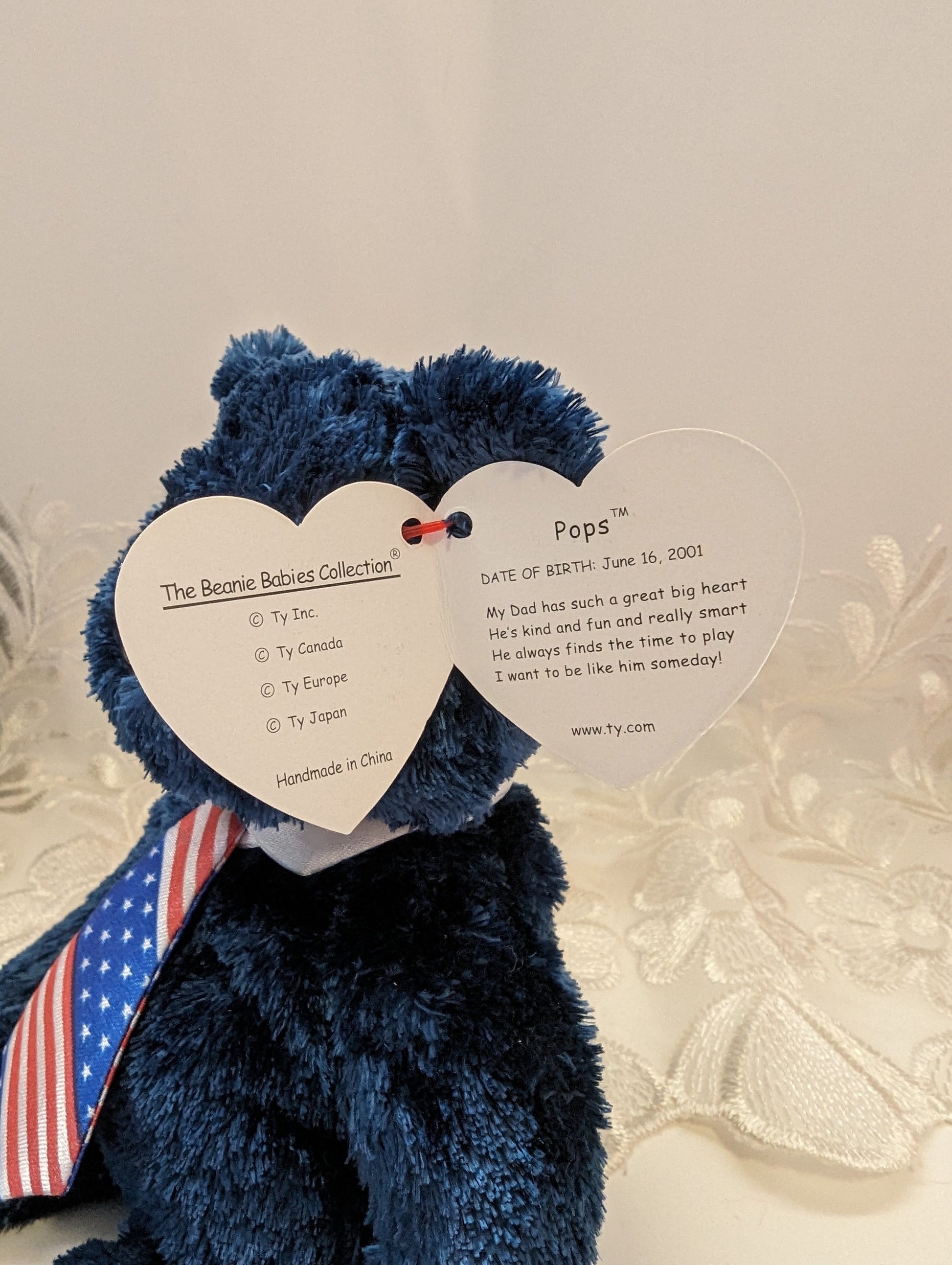 Ty Beanie Baby - Pops The Father's Day Bear (8.5in) USA Version - Vintage Beanies Canada