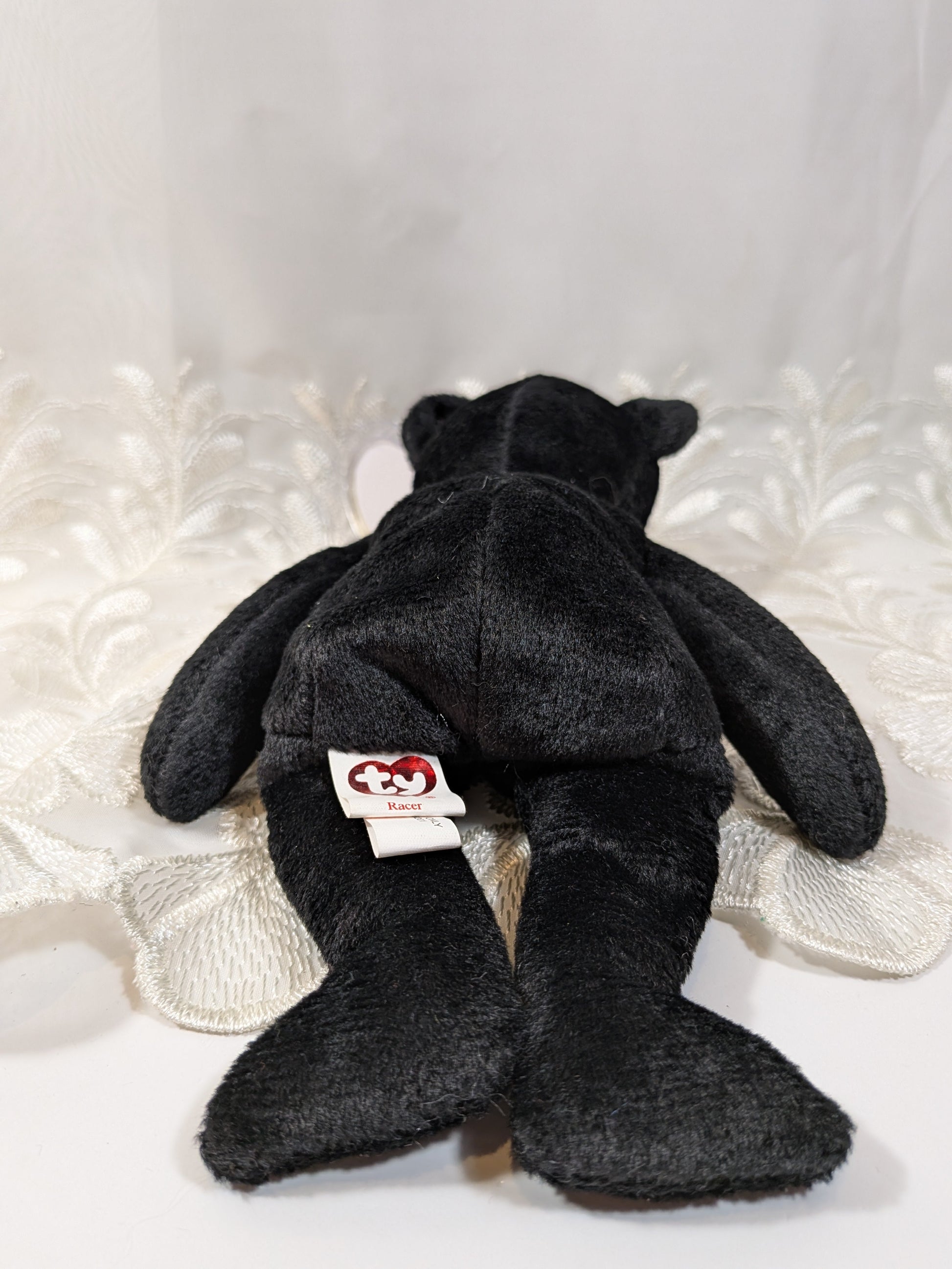 Ty Beanie Baby - Racer The Black Nascar Bear (8.5in) - Vintage Beanies Canada