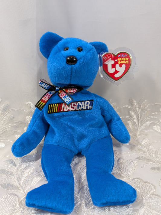 Ty Beanie Baby - Racer The Blue Nascar Bear (8.5in) - Vintage Beanies Canada