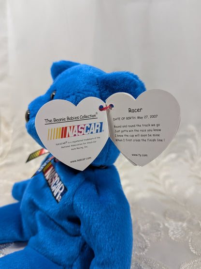 Ty Beanie Baby - Racer The Blue Nascar Bear (8.5in) - Vintage Beanies Canada