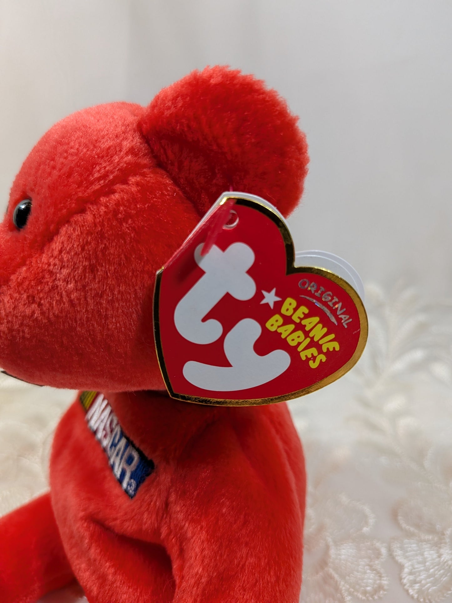 Ty Beanie Baby - Racer The Red Nascar Bear (8.5in) - Vintage Beanies Canada