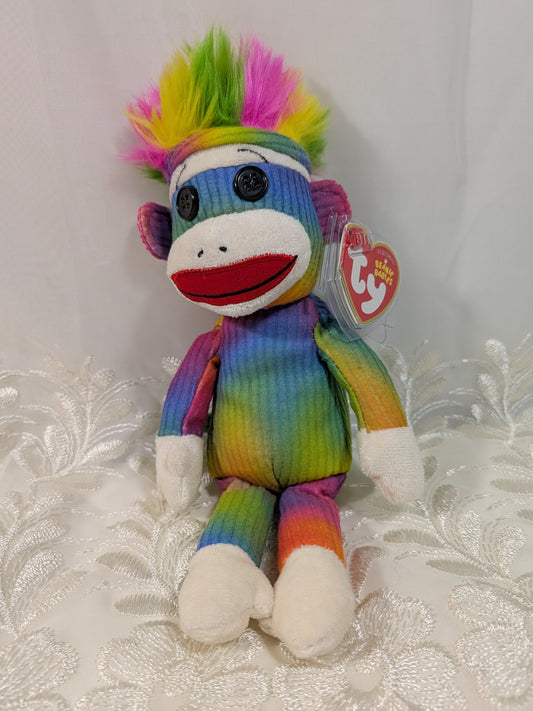 Ty Beanie Baby - Rainbow Sock Monkey (9in) - Vintage Beanies Canada